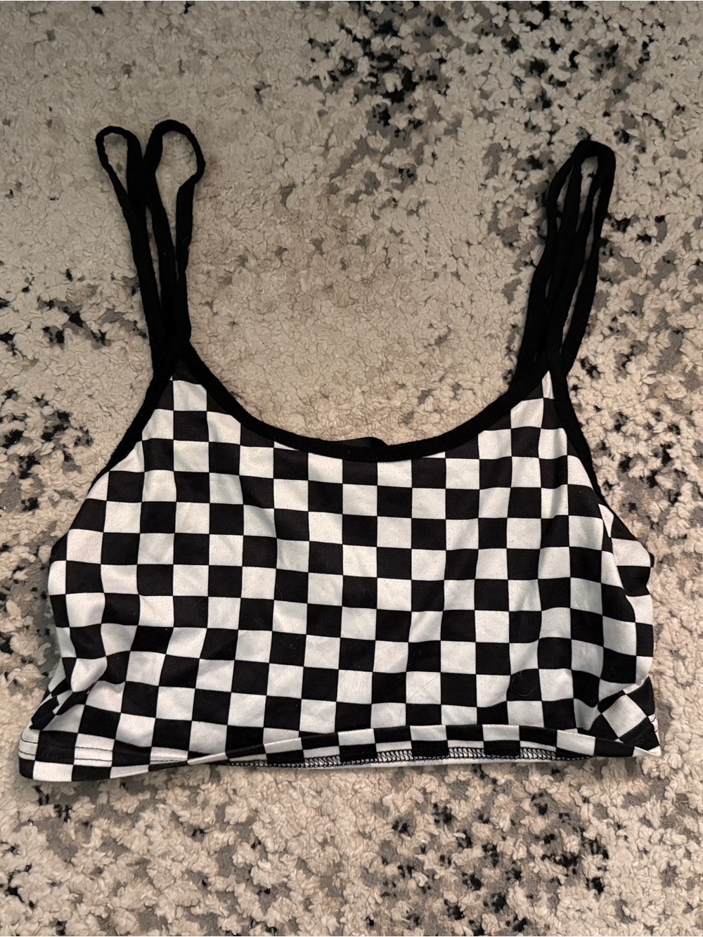 SHEIN Black and White Checkerboard Crop Tank Top